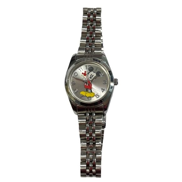 Disney Women's Mickey Mouse Silver-Tone Stainless Steel 7" Band Watch MCK807 - Picture 1 of 12